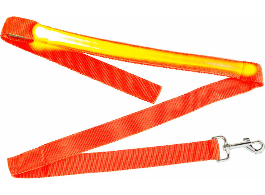 LED svietiace vodítko pre psov 2,5x120 cm - oranžové