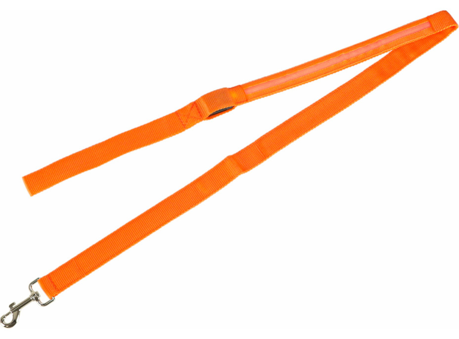 LED svietiace vodítko pre psov 2,5x120 cm - oranžové