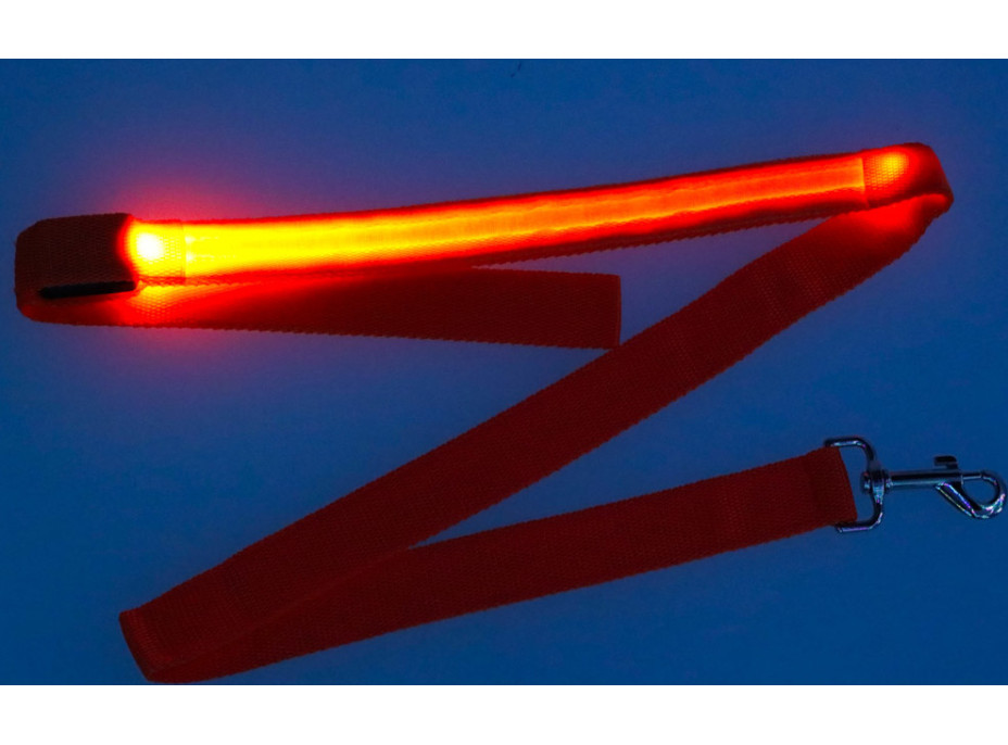 LED svietiace vodítko pre psov 2,5x120 cm - oranžové