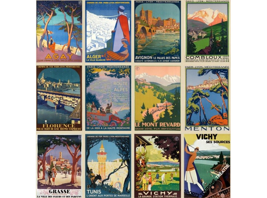 GRAFIKA Štvorcové puzzle Plagáty z Roger Broders 1000 dielikov