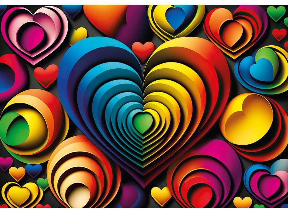YAZZ Puzzle Farebné srdcia 1000 dielikov
