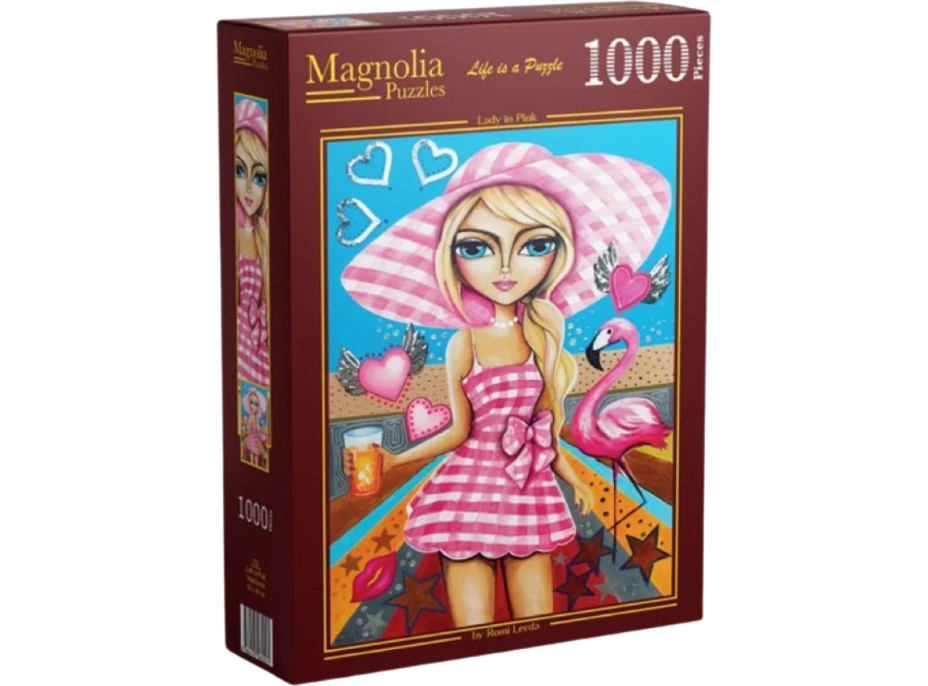MAGNOLIA Puzzle Dáma v ružovom 1000 dielikov