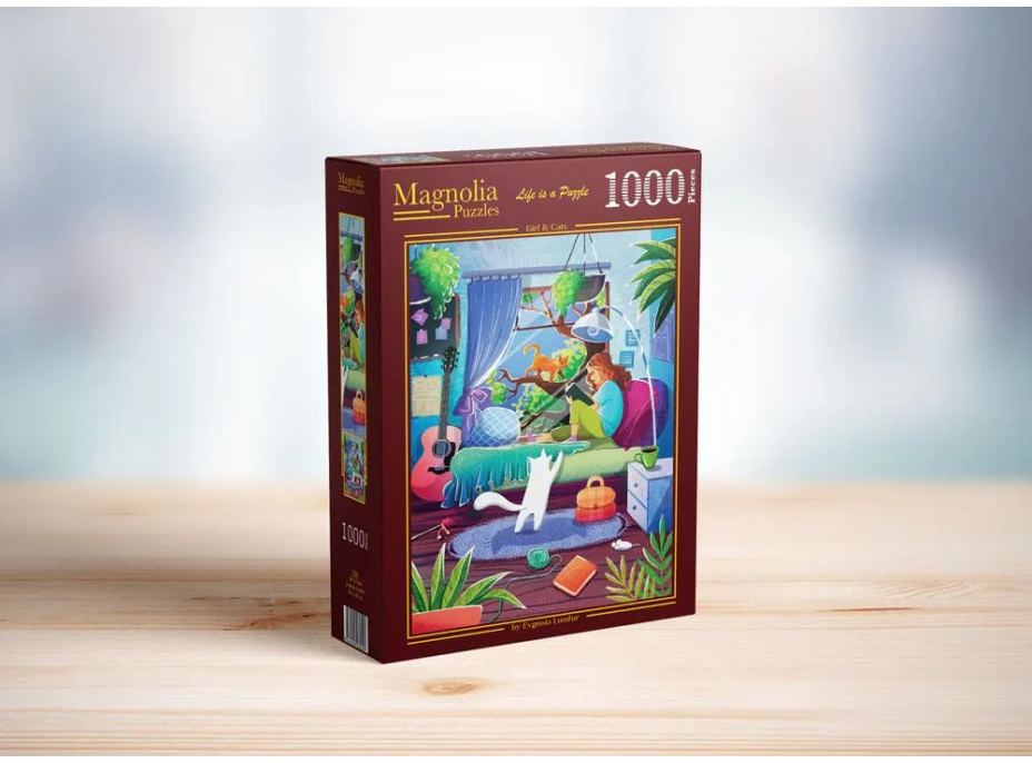 MAGNOLIA Puzzle Dievča a jej mačky 1000 dielikov