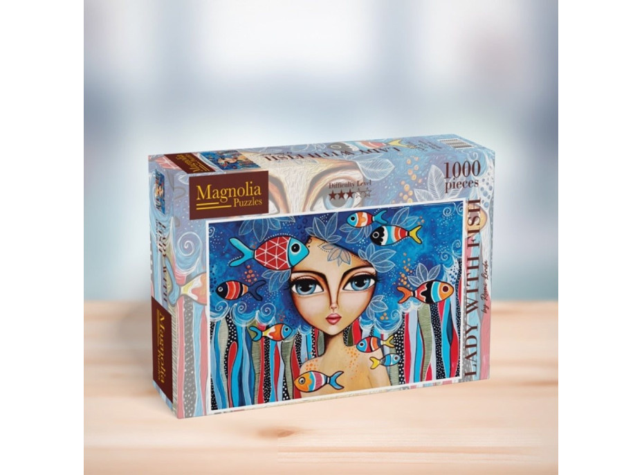 MAGNOLIA Puzzle Dievča s rybami 1000 dielikov
