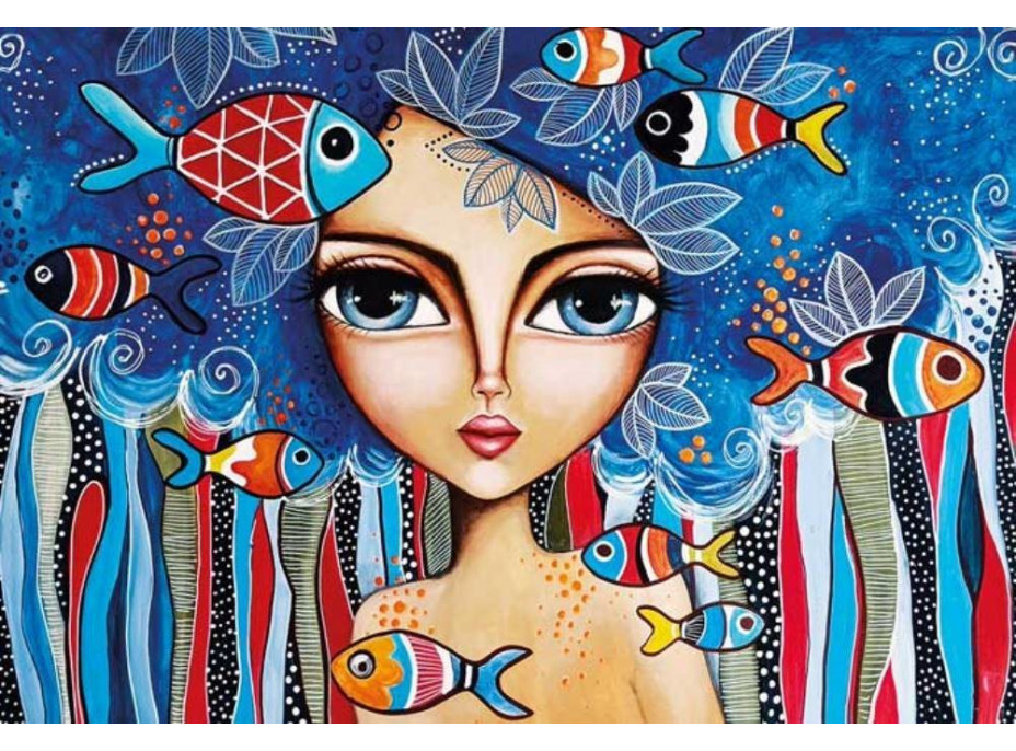 MAGNOLIA Puzzle Dievča s rybami 1000 dielikov
