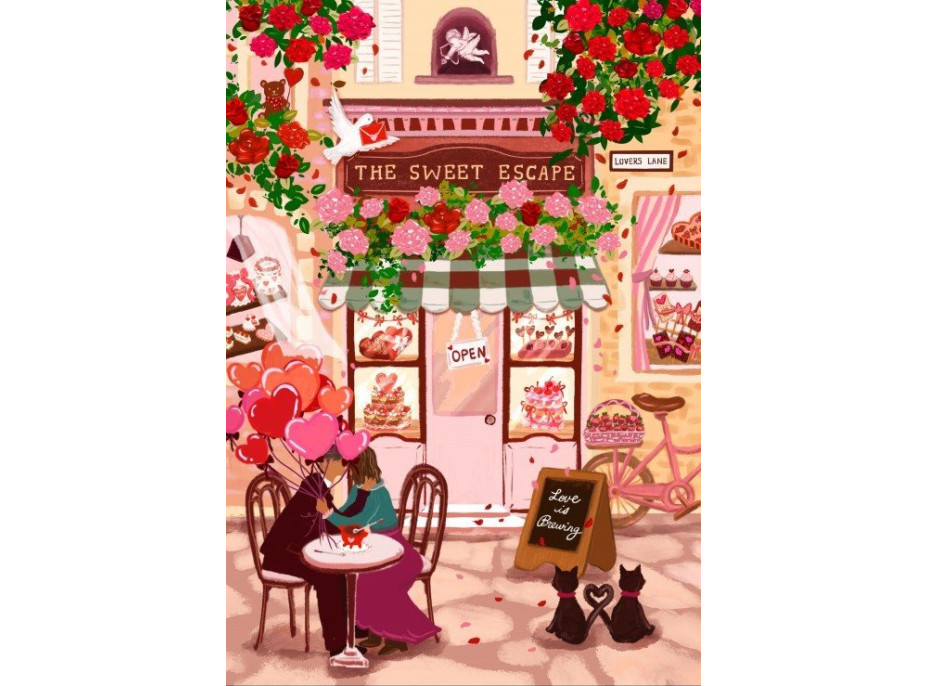 PIECES & PEACE Puzzle Sladký útek – Valentínska kaviareň 1000 dielikov