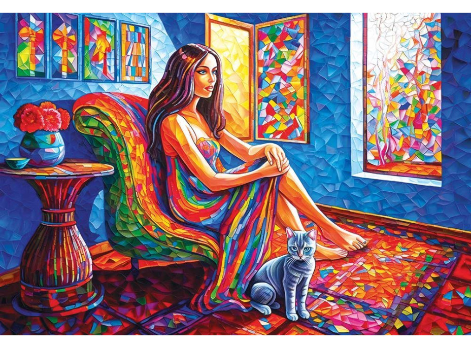 MAGNOLIA Puzzle Žena s mačkou 1000 dielikov