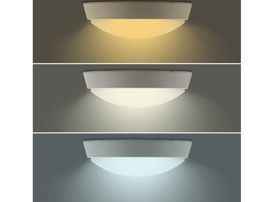 Solight LED vonkajšie osvetlenie, nastaviteľná teplota svetla - 3CCT, 15/18/20W, 1800lm, 22cm, 2v1 - biely a čierny kryt