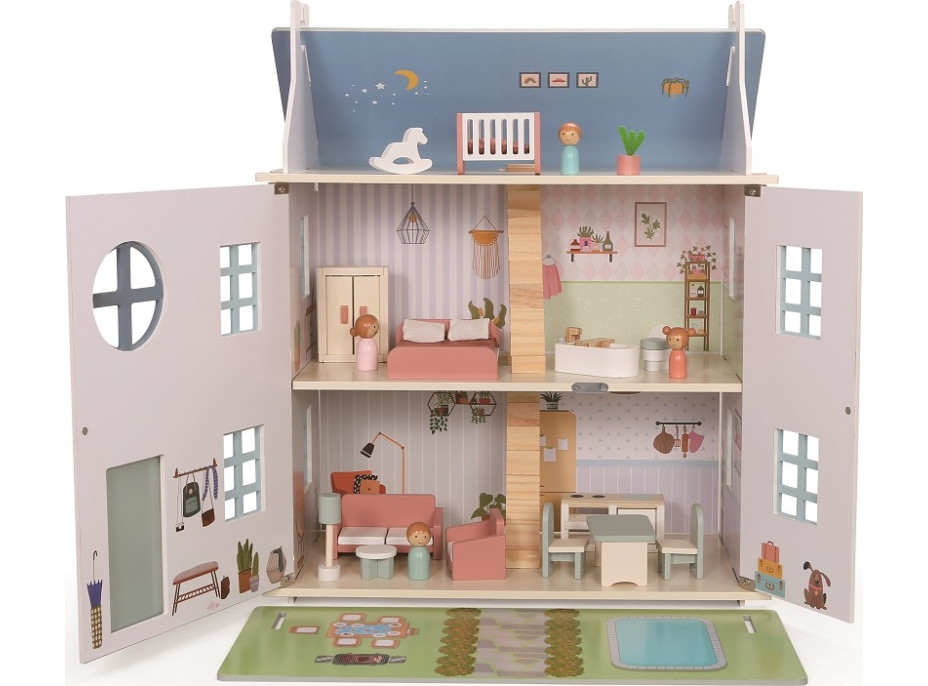 2Kids Toys Domček s bábikami sivý