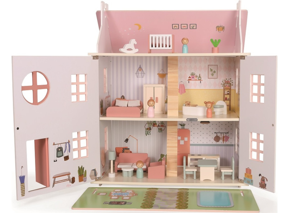 2Kids Toys Domček s bábikami ružový