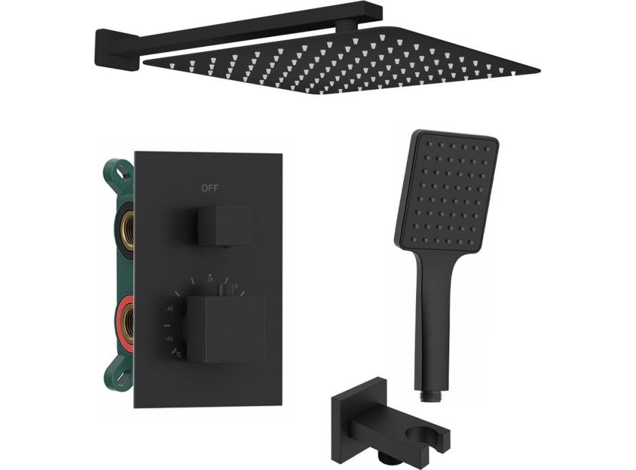 Sapho Podomietkový sprchový set s termostatickou batériou, box, 2 výstupy, čierna mat 1102-32B-21