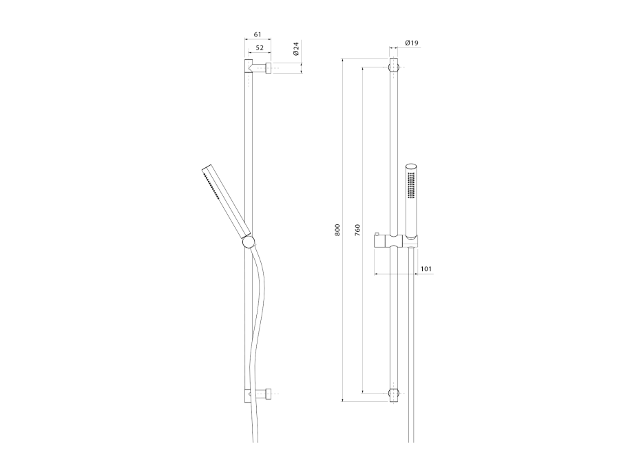 Sapho Sprchová súprava, posuvný držiak, 800mm, zlato mat SC716G