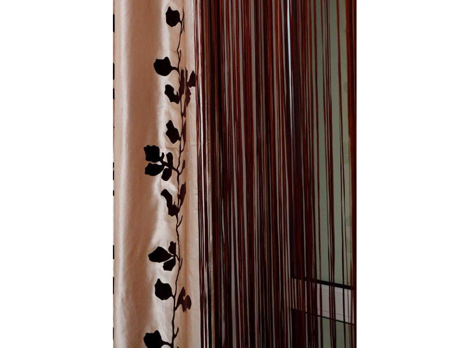 Šnúrkový záves TAGLIATELLE 140x250 cm - hnedý