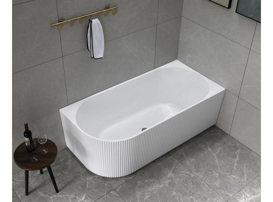 Aqualine TIBERA STRIP R rohová stojaca vaňa, 170x81cm, biela E1015G
