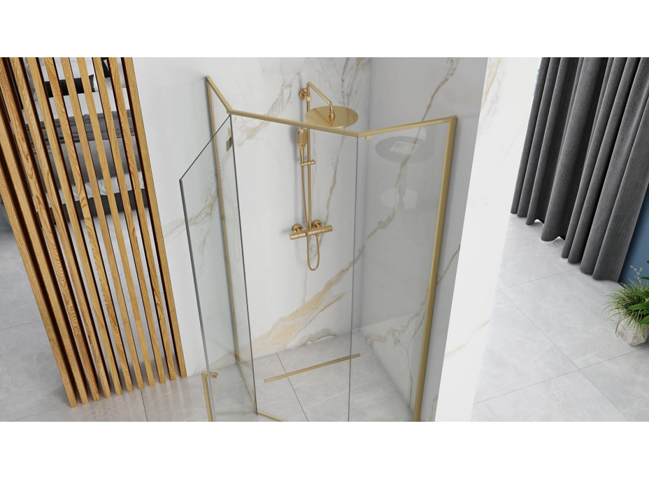 Sprchovací kút REA DIAMOND 90x90 cm - brúsený zlatý