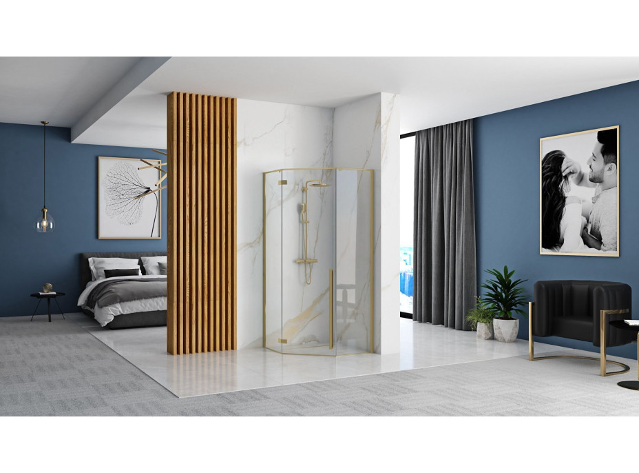 Sprchovací kút REA DIAMOND 90x90 cm - brúsený zlatý