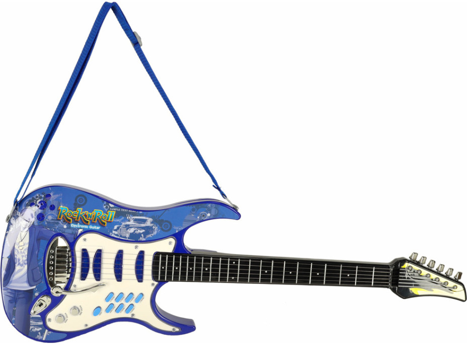 Elektrická rocková gitara so zosilňovačom a mikrofónom pre deti - modrá