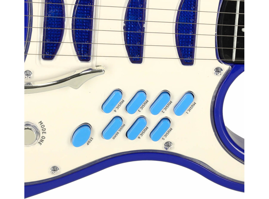 Elektrická rocková gitara so zosilňovačom a mikrofónom pre deti - modrá