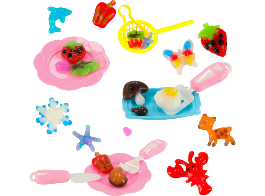 3D kryštálové lepiace gélové šablóny Magic Kitchen - sada 62 kusov - ružová