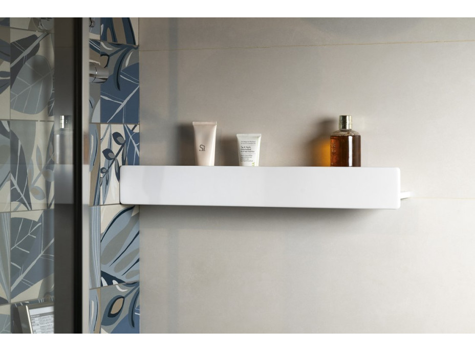 Sapho ABELINE polica s hrazdou rockstone 600mm, biela mat AB604-0101