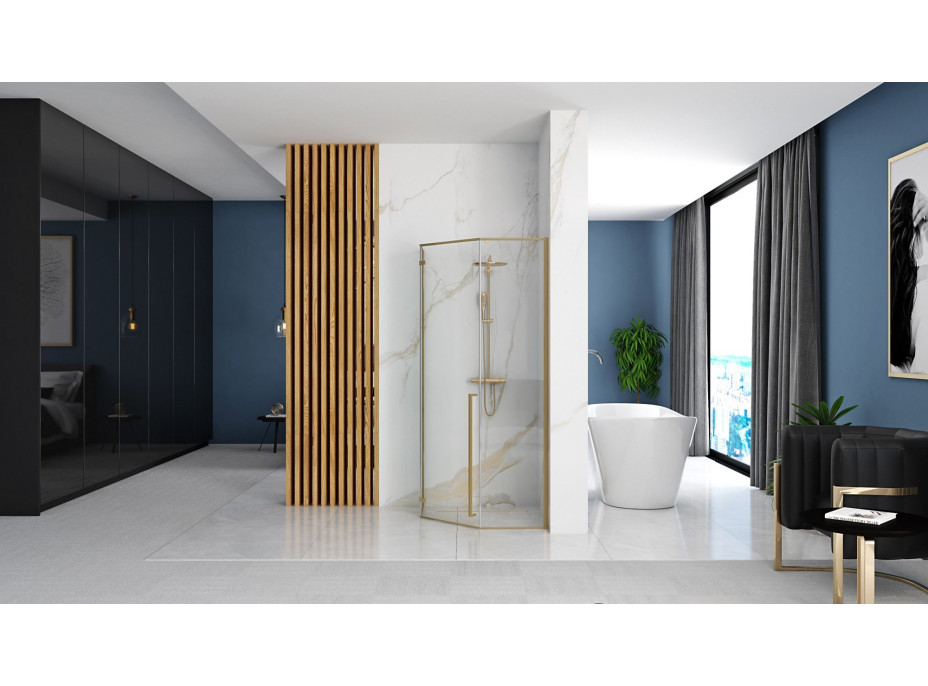 Sprchovací kút REA DIAMOND 90x90 cm - brúsený zlatý