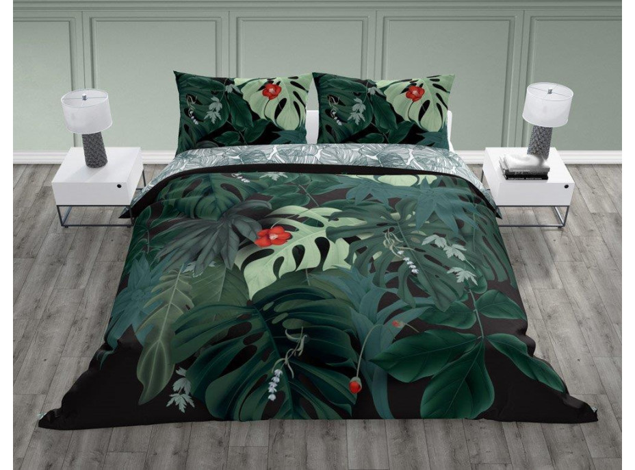 Bavlnené obliečky TRENDY Monstera - zelené - 160x200 cm