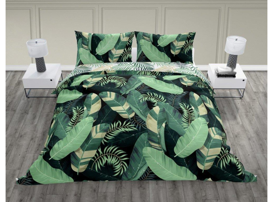 Bavlnené obliečky TRENDY Listy - zelené - 220x200 cm