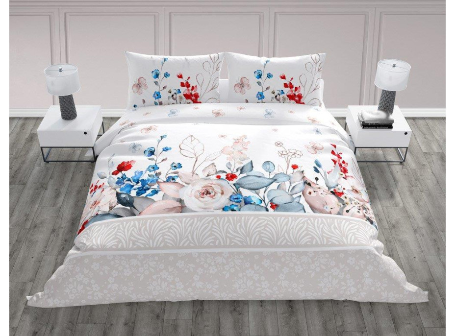 Bavlnené obliečky TRENDY Lúčne kvety - biele - 220x200 cm