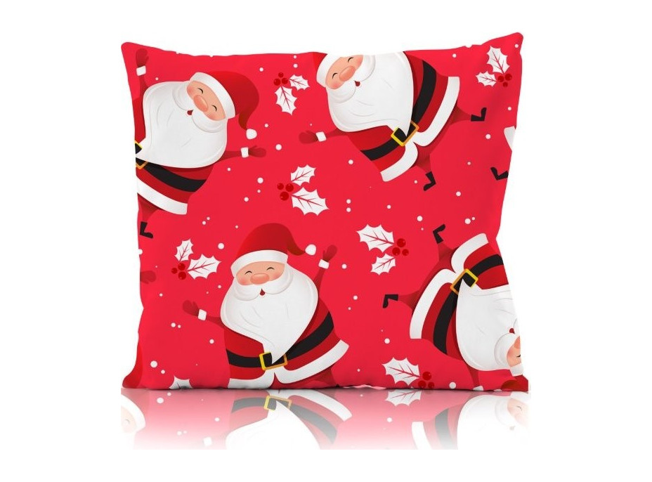 Vianočná obliečka na vankúš HOLLY JOLLY Santa Claus 45x45 cm - červená