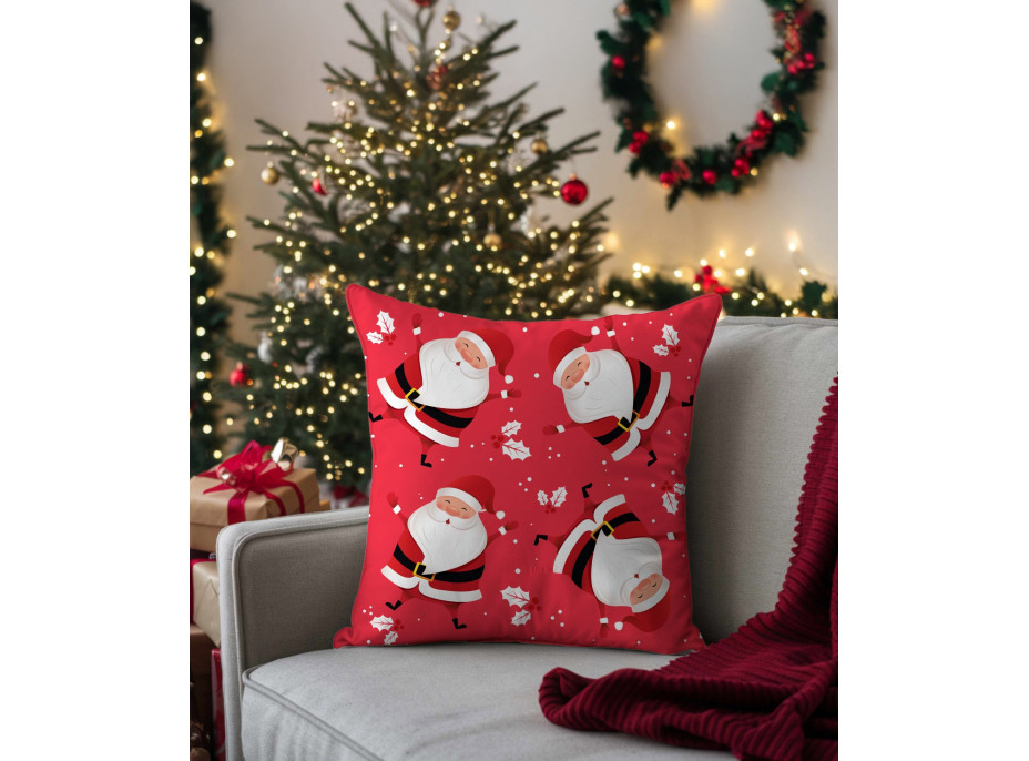 Vianočná obliečka na vankúš HOLLY JOLLY Santa Claus 45x45 cm - červená