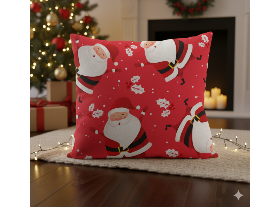 Vianočná obliečka na vankúš HOLLY JOLLY Santa Claus 45x45 cm - červená