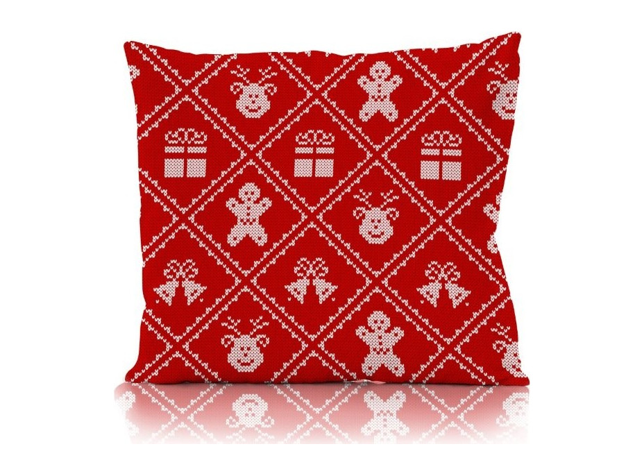 Vianočná obliečka na vankúš HOLLY JOLLY Vianočná výšivka 45x45 cm - červená