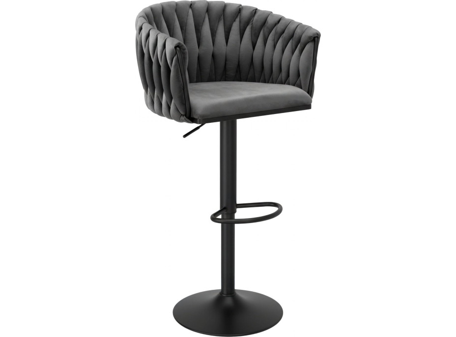 Barová židle COFTON Velvet - grafitová/černá