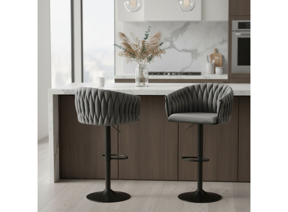 Barová židle COFTON Velvet - grafitová/černá