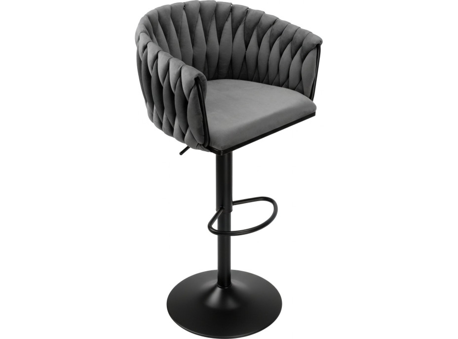Barová židle COFTON Velvet - grafitová/černá