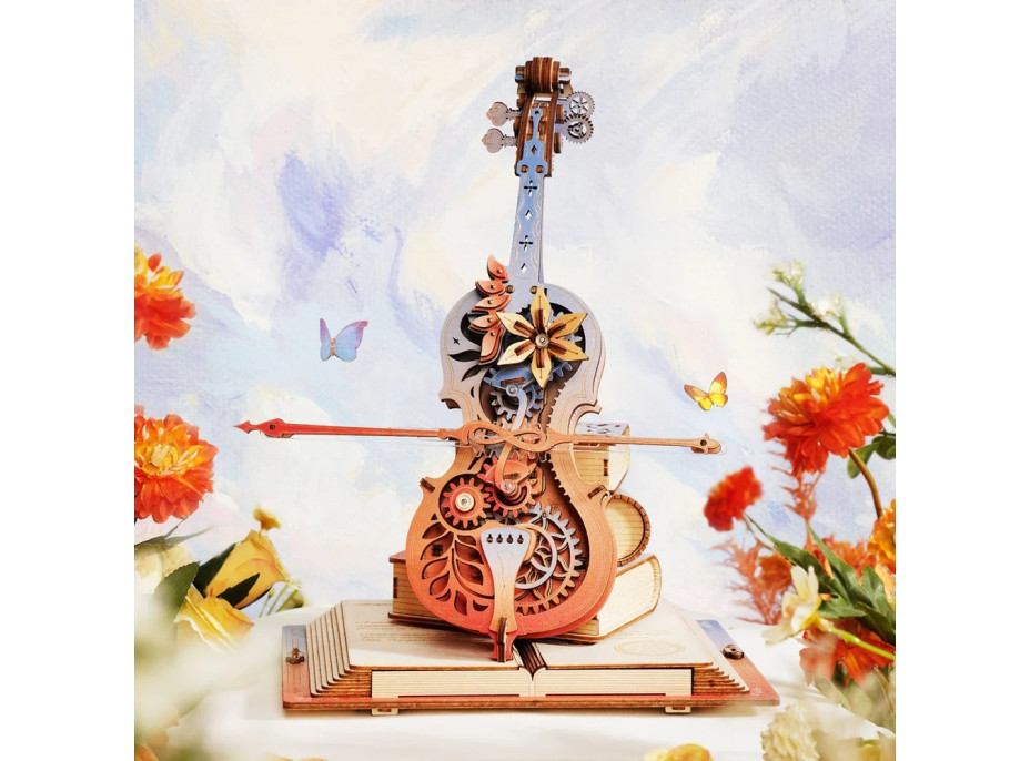 RoboTime 3D skladačka hracej skrinky Kúzelné violončelo (mechanický pohon)