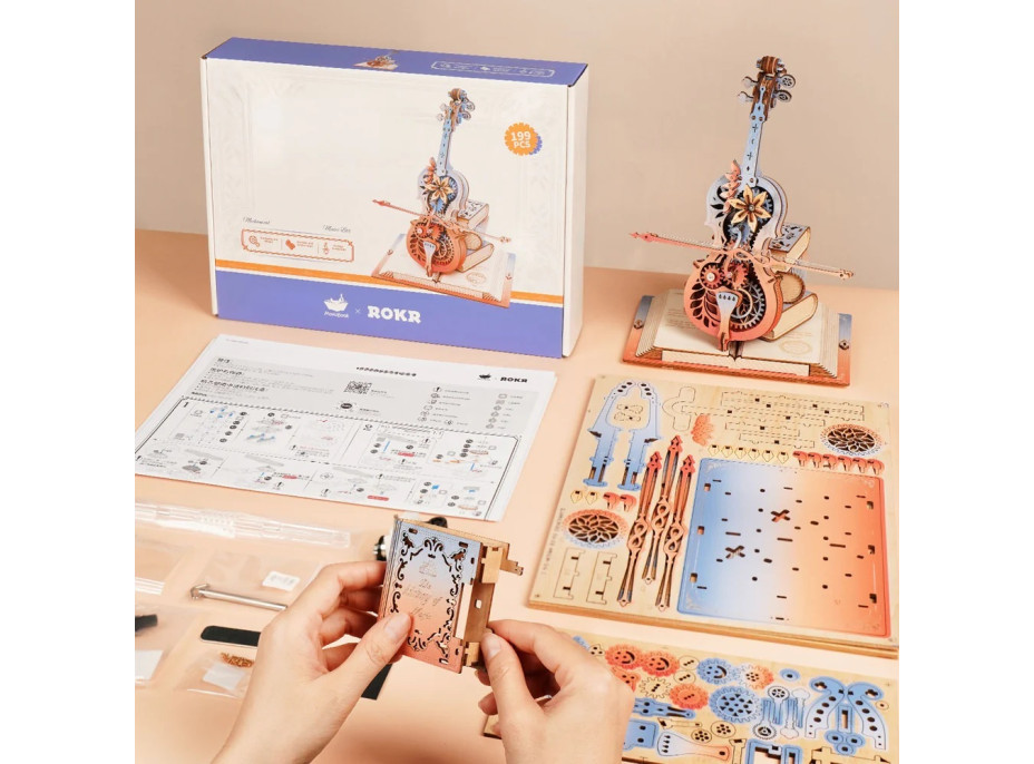 RoboTime 3D skladačka hracej skrinky Kúzelné violončelo (mechanický pohon)