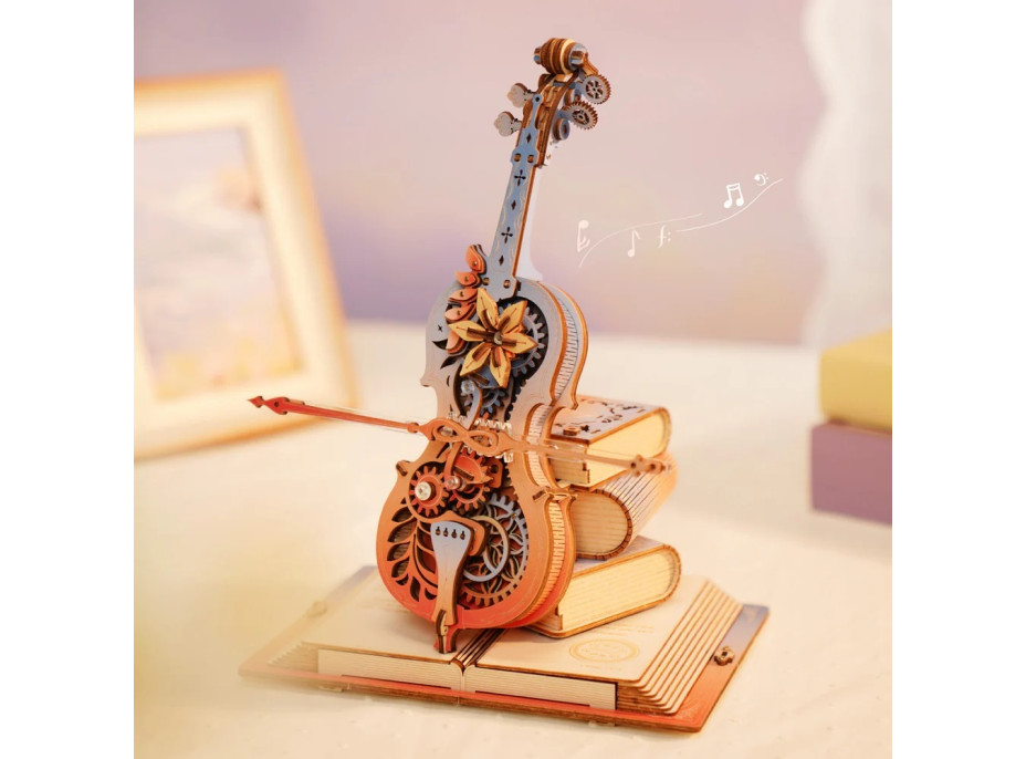 RoboTime 3D skladačka hracej skrinky Kúzelné violončelo (mechanický pohon)