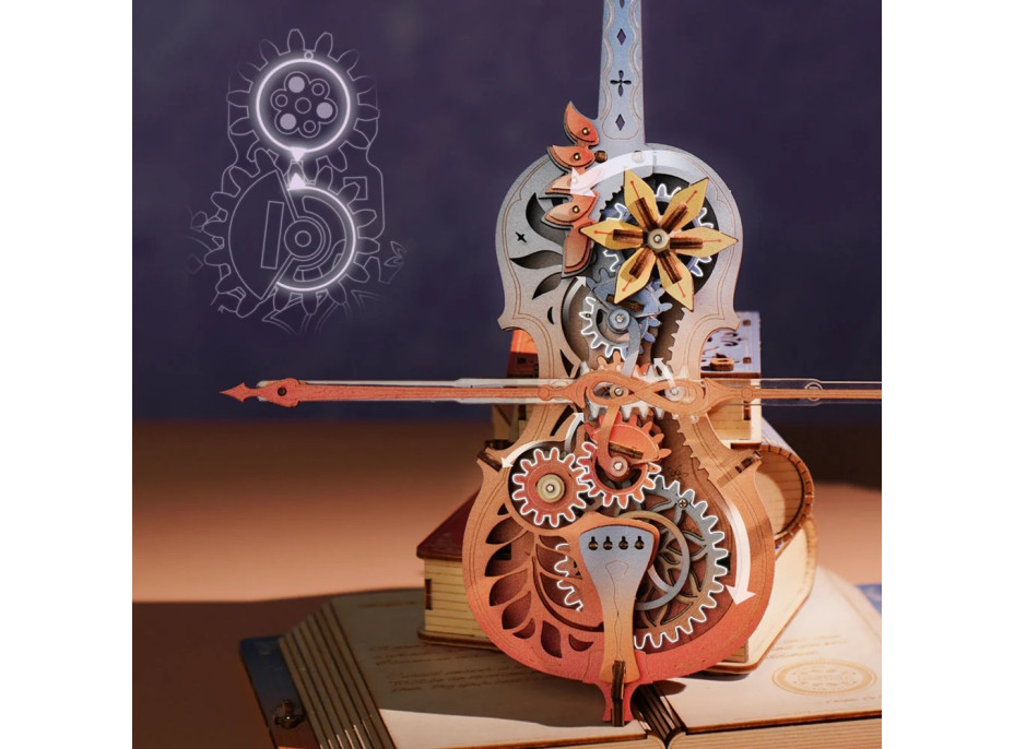 RoboTime 3D skladačka hracej skrinky Kúzelné violončelo (mechanický pohon)