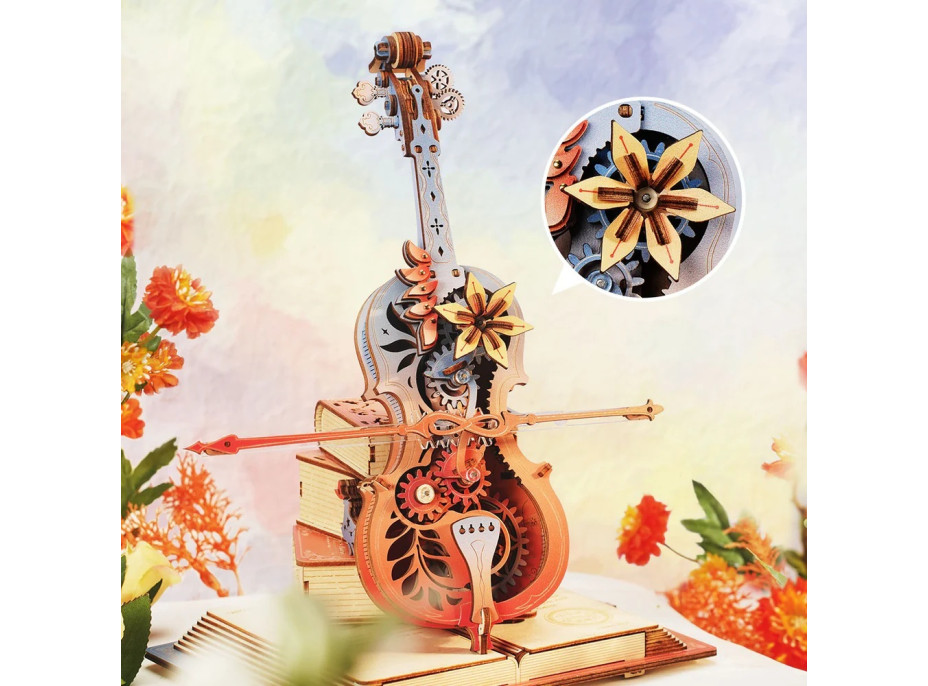RoboTime 3D skladačka hracej skrinky Kúzelné violončelo (mechanický pohon)
