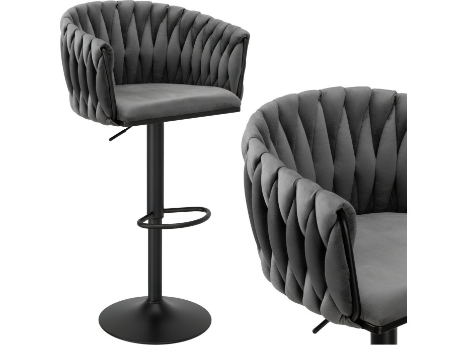 Barová židle COFTON Velvet - grafitová/černá