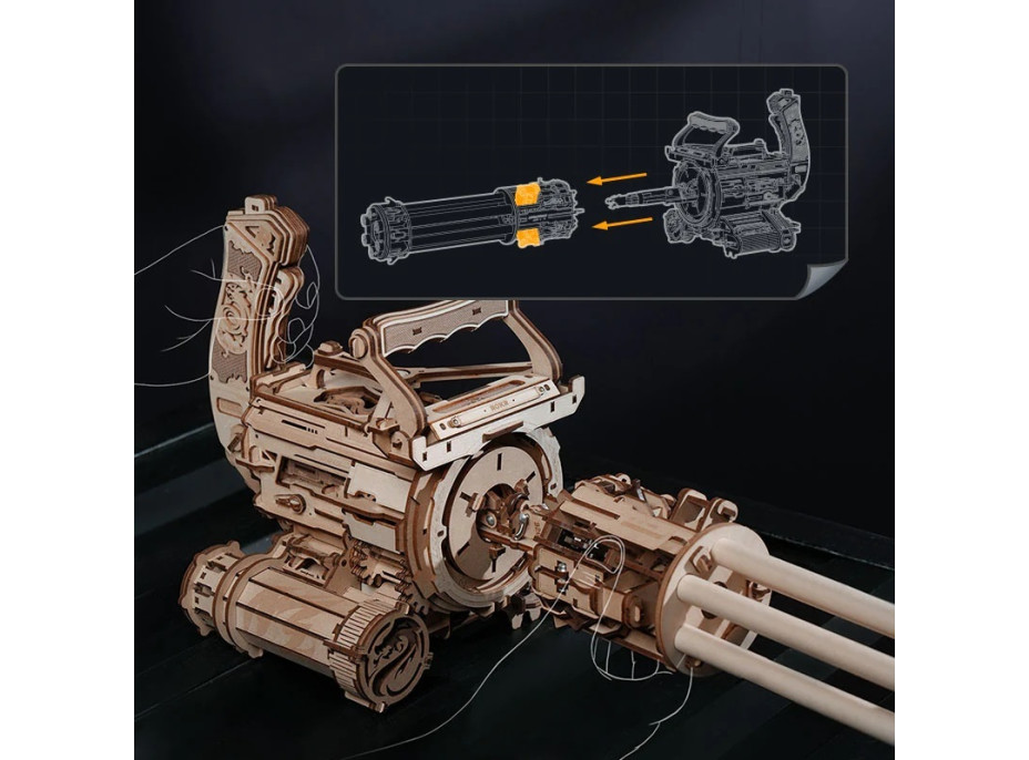 RoboTime 3D Drevené mechanické puzzle ROKR Rotačný guľomet LQA01