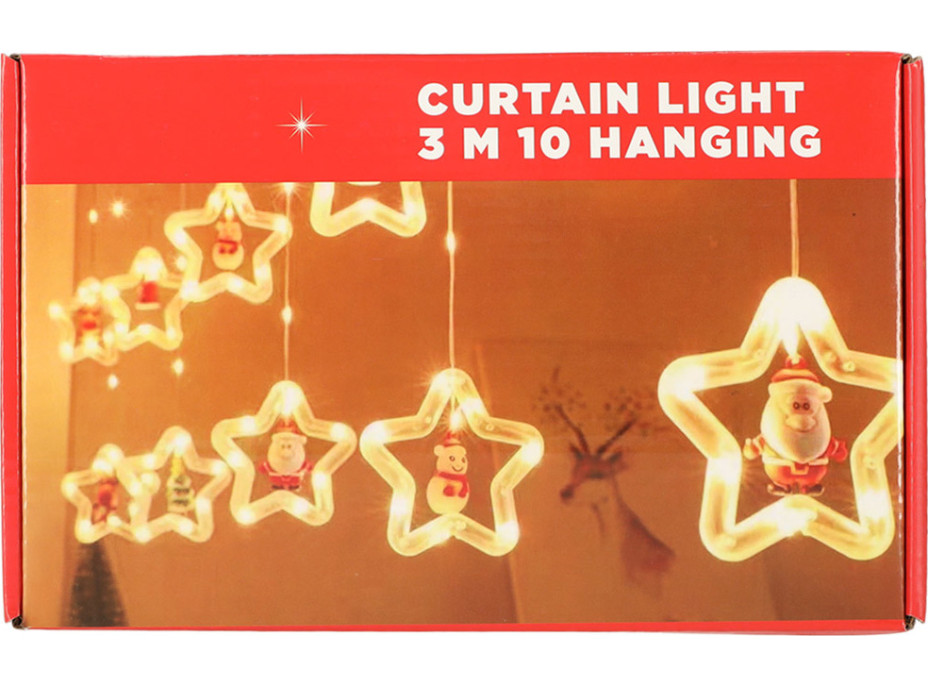 LED girlanda 125 LED 3 m - Hviezdy s vianočnými ozdobami