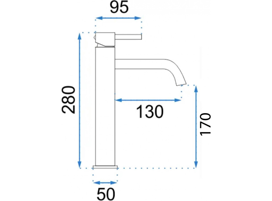 Umyvadlová baterie REA LUNGO - vysoká - titanová