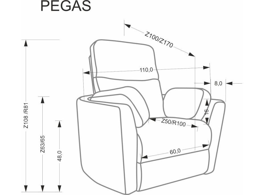Rozkládací polohovací křeslo PEGAS - béžové