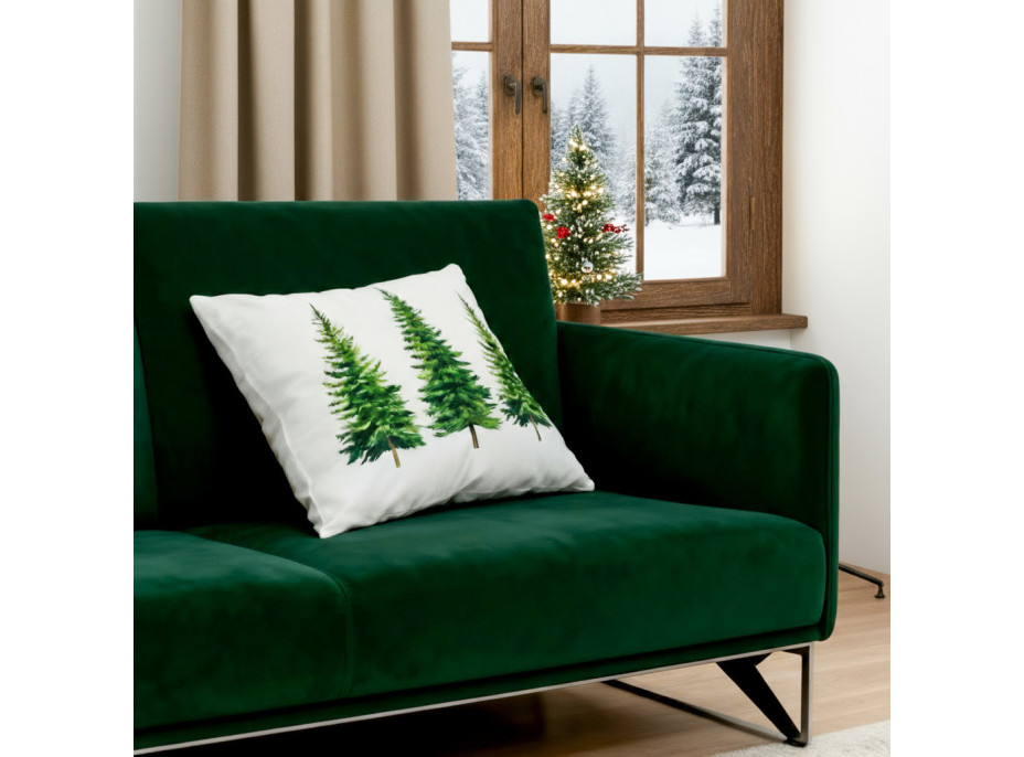 Obliečka na vankúš CHRISTMAS TREE DELIGHT 45x45 cm - biela