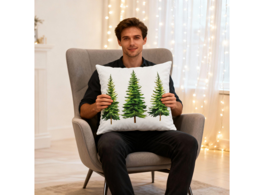 Obliečka na vankúš CHRISTMAS TREE DELIGHT 45x45 cm - biela