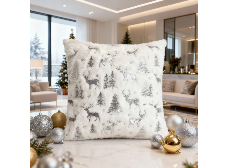 Obliečka na vankúš HOLIDAY SPARK 45x45 cm - biela/strieborná