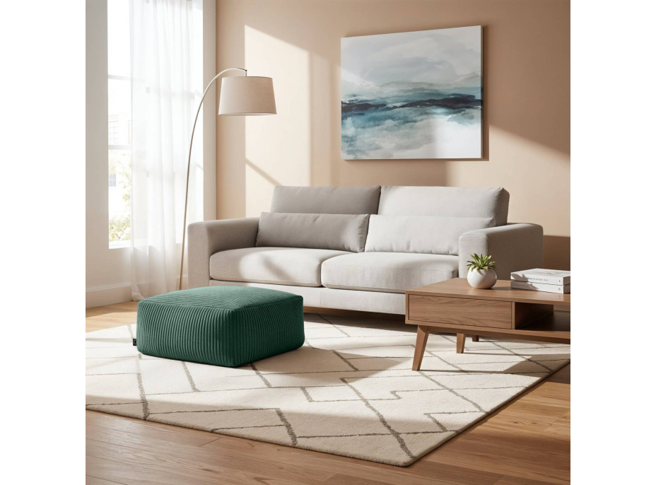 Taburet CHILL SPOT Velvet Stripes 45x45x25 cm - tmavo zelený