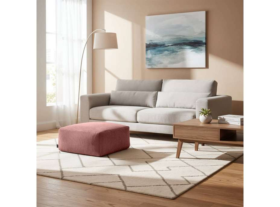 Taburet CHILL SPOT Velvet Stripes 45x45x25 cm - tmavo ružový